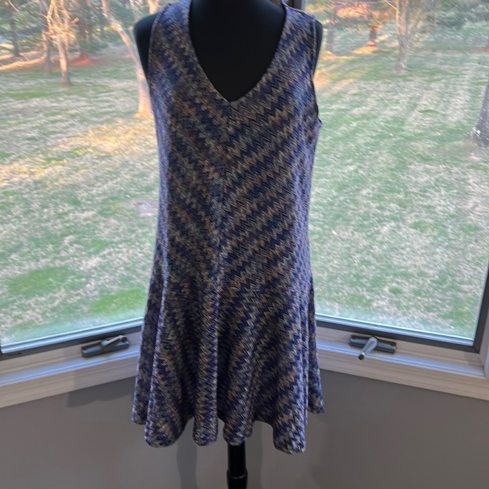 Anthropologie Maeve Boho Chic Blue Knit Multi-Color Sweater Dress - Picture 3 of 9